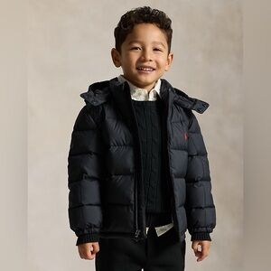 Polo Ralph Lauren Black Puffer Jacket with Red Logo